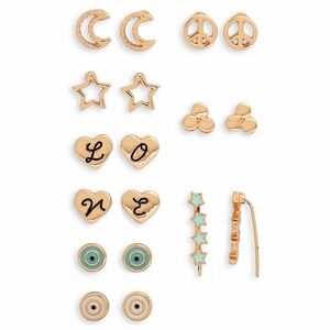 BP Nordstrom 9-Pair Assorted Peace And Love Earring Set